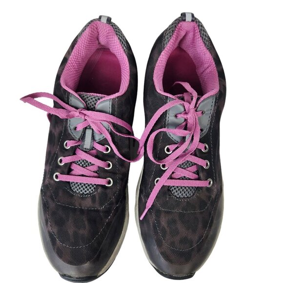 Vionic Womens Sneakers Sz 8.5 Gray & Pink Leopard Print Arch Support Lace-Up Lig - Picture 3 of 8